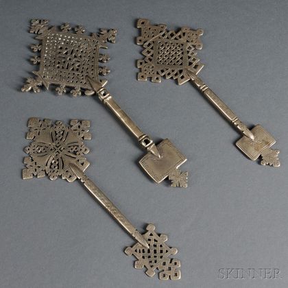 Three Coptic Processional Hand Crosses