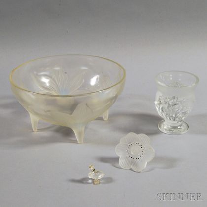 Four Pieces of Mostly Lalique Colorless Glass