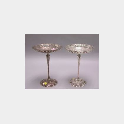 Pair of American Sterling Silver Pierced and Footed Tazza. 