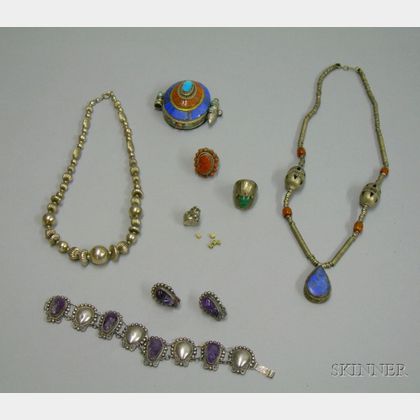 Group of Mexican Sterling and Asian Silver Jewelry