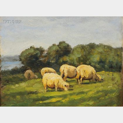 Carleton Wiggins (American, 1848-1932) Grazing Sheep, Old Lyme, Connecticut