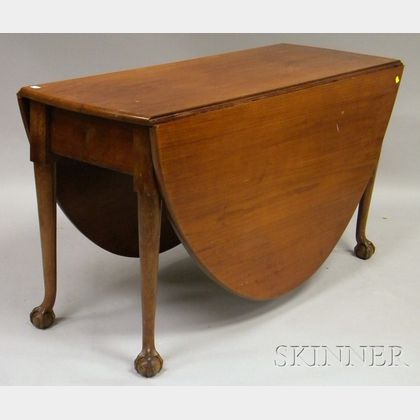 Chippendale Cherry and Walnut Deep Drop-leaf Dining Table with Claw-and-ball Feet