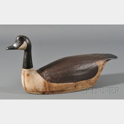 Painted Wood and Canvas Canada Goose Decoy