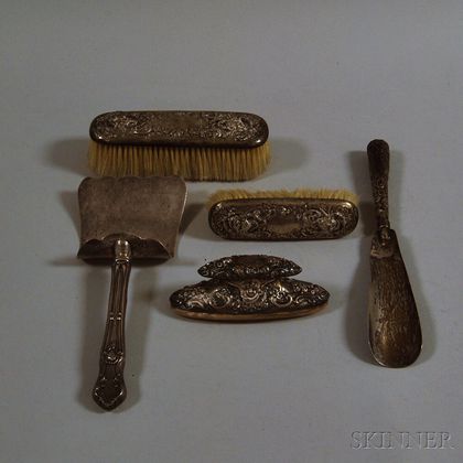 Four Sterling Silver-mounted Dresser Items
