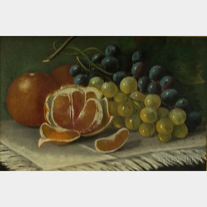 British School, Late 19th Century Still Life with Oranges and Grapes