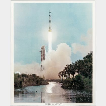 Apollo 13, Liftoff, Color Lithograph.