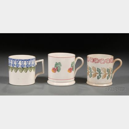 Three Portneuf Pottery Stick Spatter Decorated Mugs