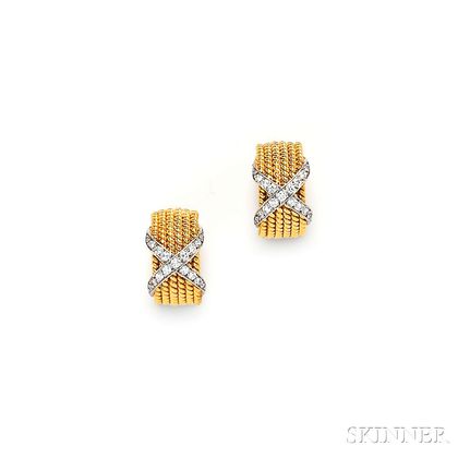 18kt Gold and Diamond "Rope" Earrings, Schlumberger, Tiffany & Co.