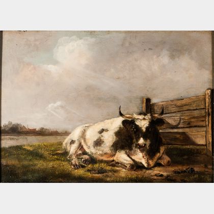Dutch School, 18th Century Cow at Rest in a Pasture