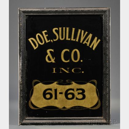 "DOE, SULLIVAN & CO. INC. 61-63" Eglomise Painted Trade Sign