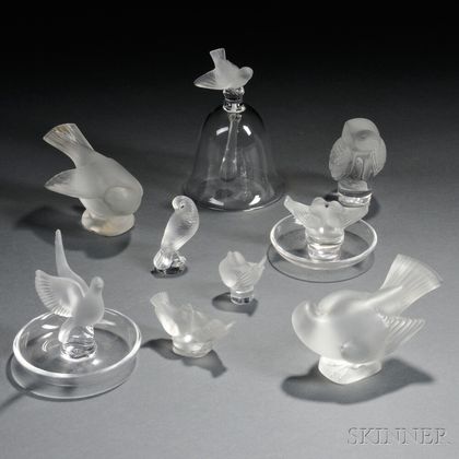 Nine Lalique Bird-form Figurals 