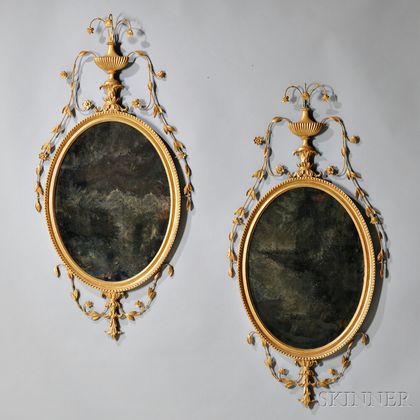 Pair of George III-style Giltwood Mirrors