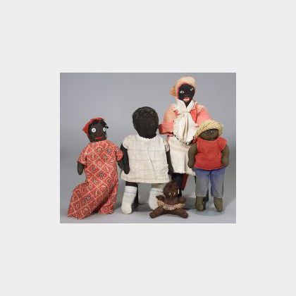 Group of Eight Black Cloth Dolls