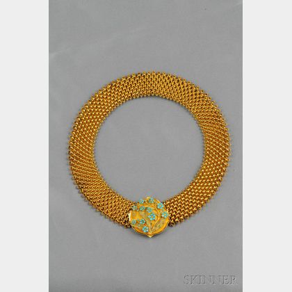 Antique 14kt Gold and Turquoise Necklace