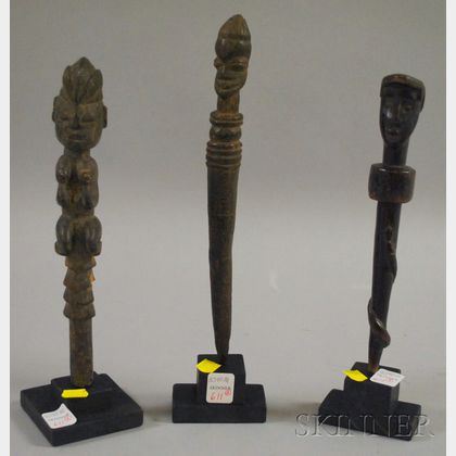 Three Yoruba Carved Wooden Divination Figures