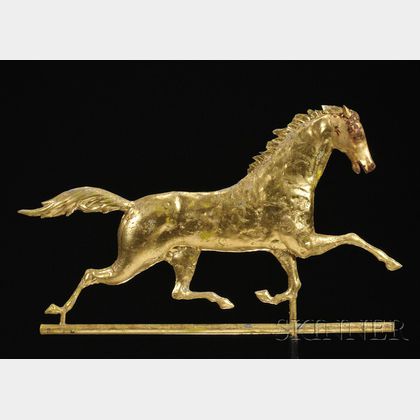 Gilded Molded Copper and Cast Iron Running Horse Weather Vane