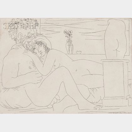 Pablo Picasso (Spanish, 1881-1973) Le repose du sculpteur devant le petit torse