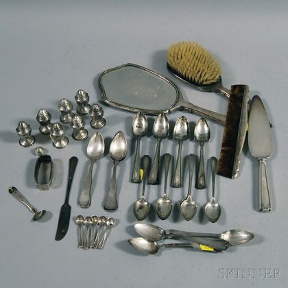 Group of Assorted Silver Flatware, Tableware, and Personal Items