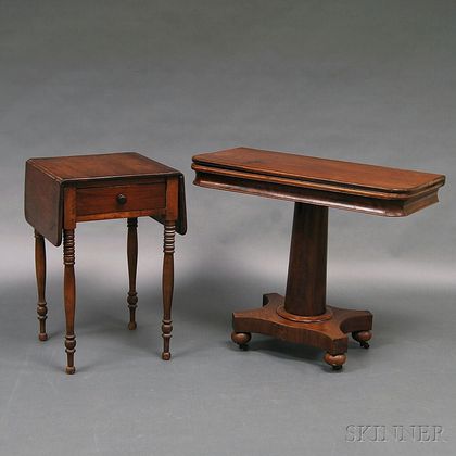 Federal Cherry One-drawer Worktable and a William IV Mahogany Game Table