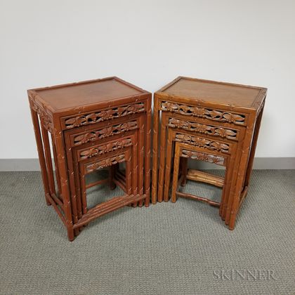 Two Sets of Four Nesting Tables