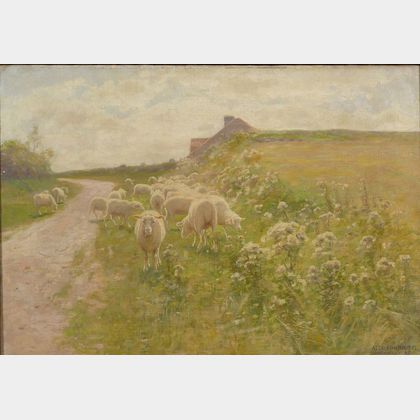 Alexis Jean Fournier (American, 1865-1948) Grazing Sheep
