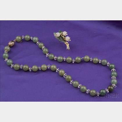 Green Hardstone and Rock Crystal Necklace