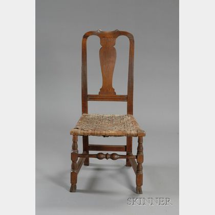 Queen Anne Maple Carved Spanish-foot Side Chair