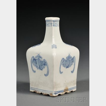 Square Blue and White Wine Bottle