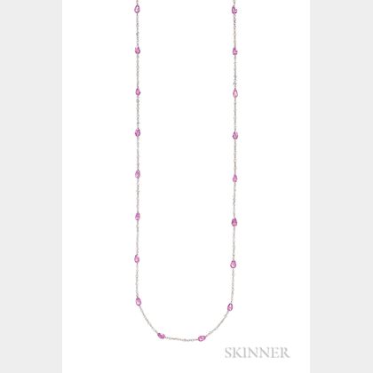 18kt Gold, Pink Sapphire, and Diamond Necklace