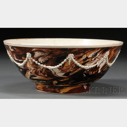 Mochaware Marbled and Sprig-decorated Bowl