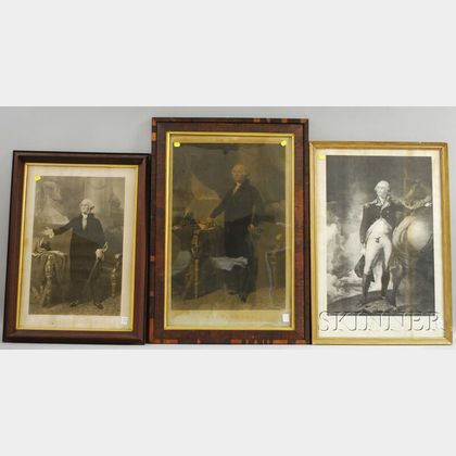 Three Framed 19th Century George Washington Portrait Prints