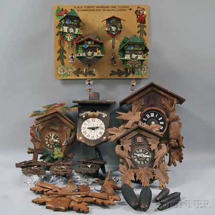 Group of Black Forest Wall Clocks