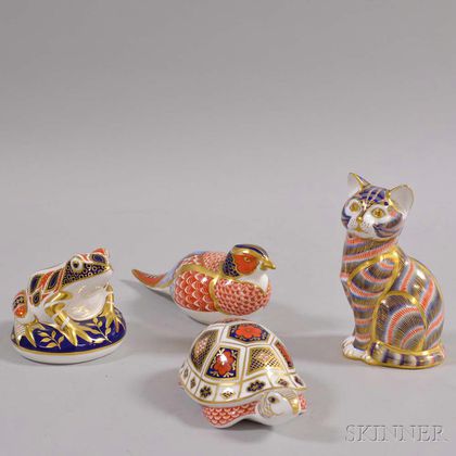 Four Royal Crown Derby Porcelain Animals