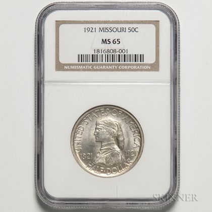 1921 Missouri Commemorative Half Dollar, NGC MS65. Estimate $1,000-1,500