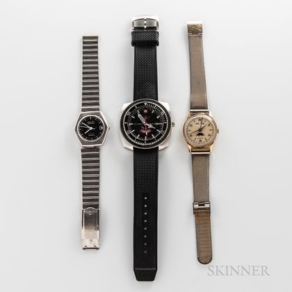 Three Vintage and Contemporary Wristwatches