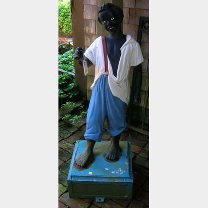 Painted Cast Iron Lawn Boy Figure