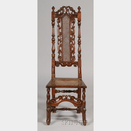 Jacobean Walnut and Caned Side Chair
