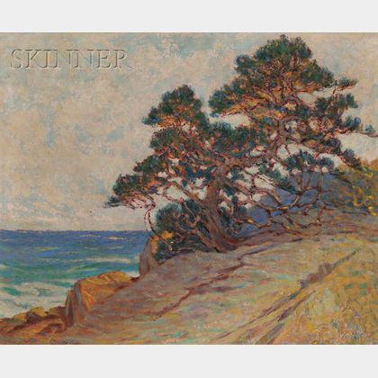 William Baxter Closson (American, 1848-1926) Windblown Pine/A California Coastal View