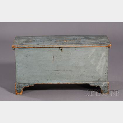 Blue-painted Pine Six-Board Chest