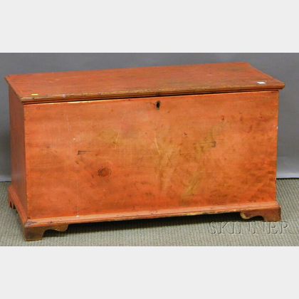 Salmon-painted Pine Dovetail-constructed Storage Chest