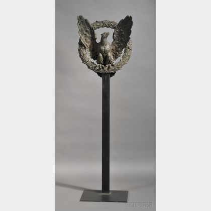 Large Cast Bronze Eagle and Laurel Wreath on Stand