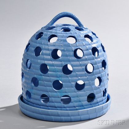 Wedgwood Blue Smear Glazed Stoneware Crocus Pot and Cover