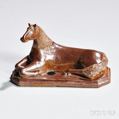 Nottingham-type Brown Glazed Stoneware Model of a Horse