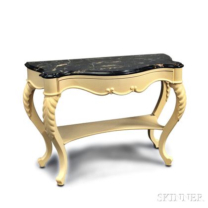 Louis XV-style Marble-top Serpentine Console Table