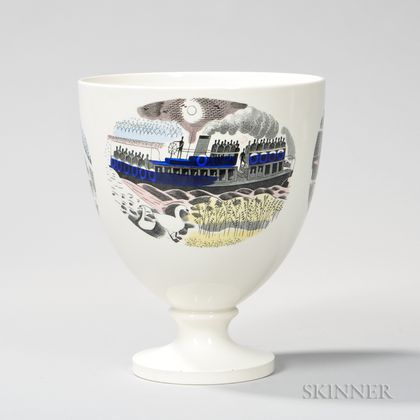 Wedgwood Eric Ravilious Design "Boat Race Day" Pattern Queen's Ware Burslem Vase