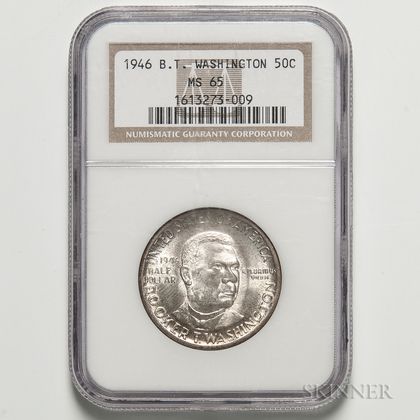 1946 Booker T. Washington Commemorative Half Dollar, NGC 65. Estimate $20-30