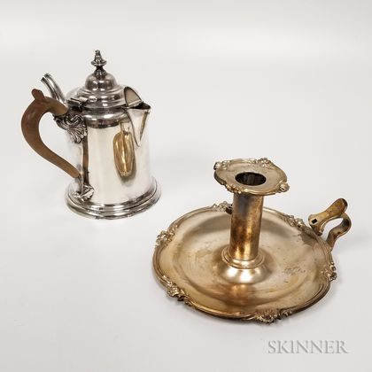 Elkington & Co. Silver-plated Chamberstick and Silver-plated Argyle