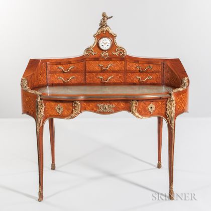 Louis XV-style Ormolu-mounted Kingwood- and Satinwood-veneered Parquetry Bureau