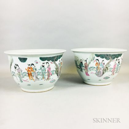 Pair of Famille Rose Planters