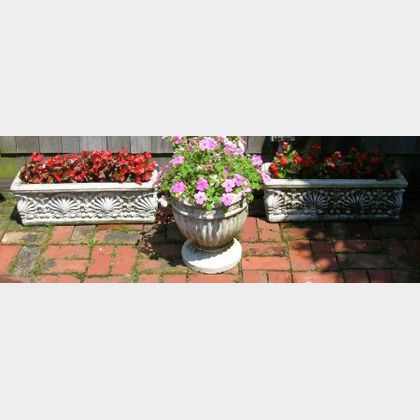 Five Decorative Cast Stone Garden Items
